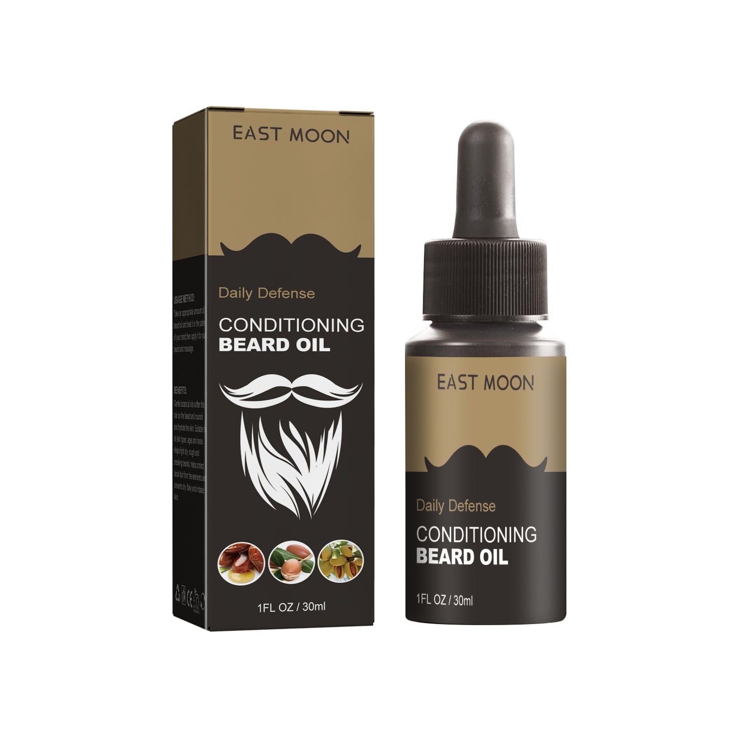 East Moon Beard Care Oil Men's Beard Oil Repair Frizzy Strong Hair Moisturizing Soft Shine Beard