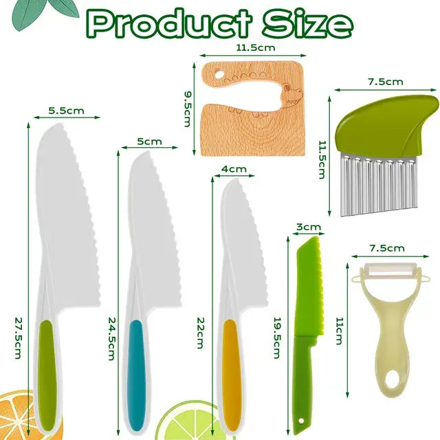 Cooking Cutter Set Wooden and Plastic Knives Kids Set