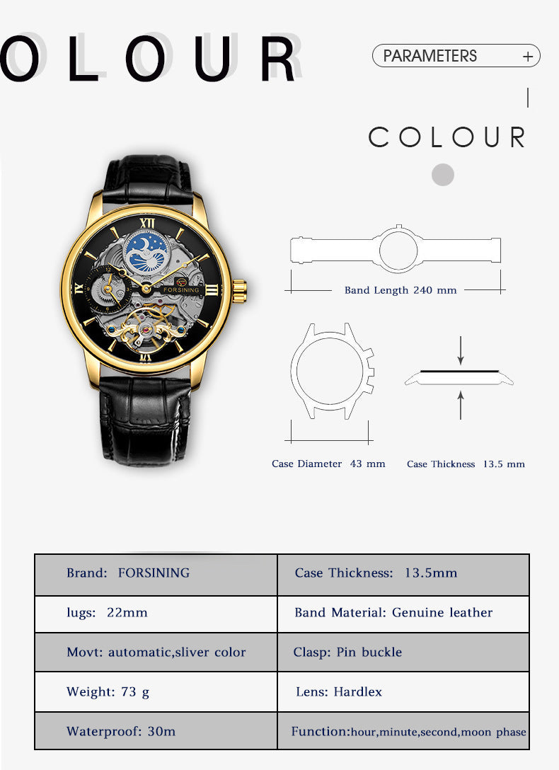 Casual Hollow Moon Automatic Mechanical Watch - Trotters Independent Traders