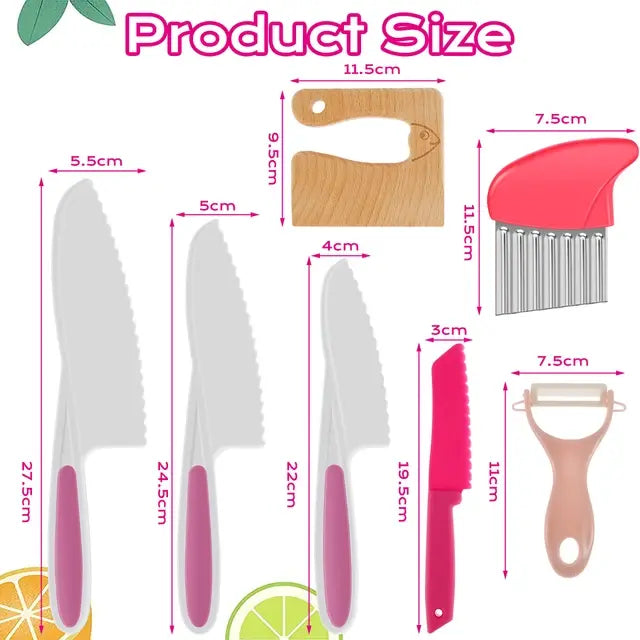 Cooking Cutter Set Wooden and Plastic Knives Kids Set