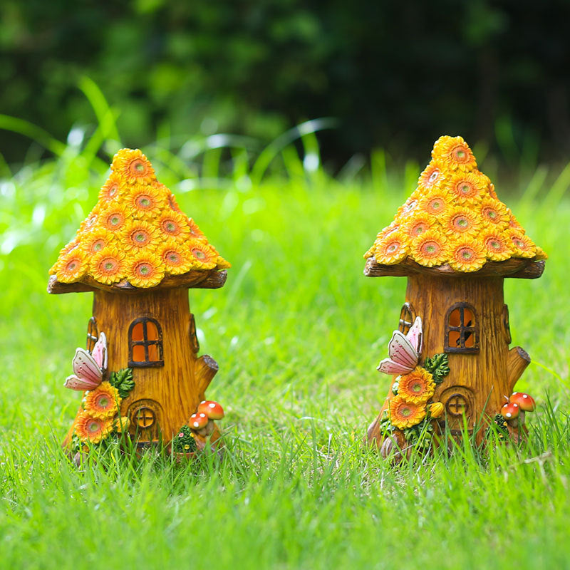 Resin Solar Lamp Decoration Tree House Lamp Outdoor Garden Lawn - Trotters Independent Traders