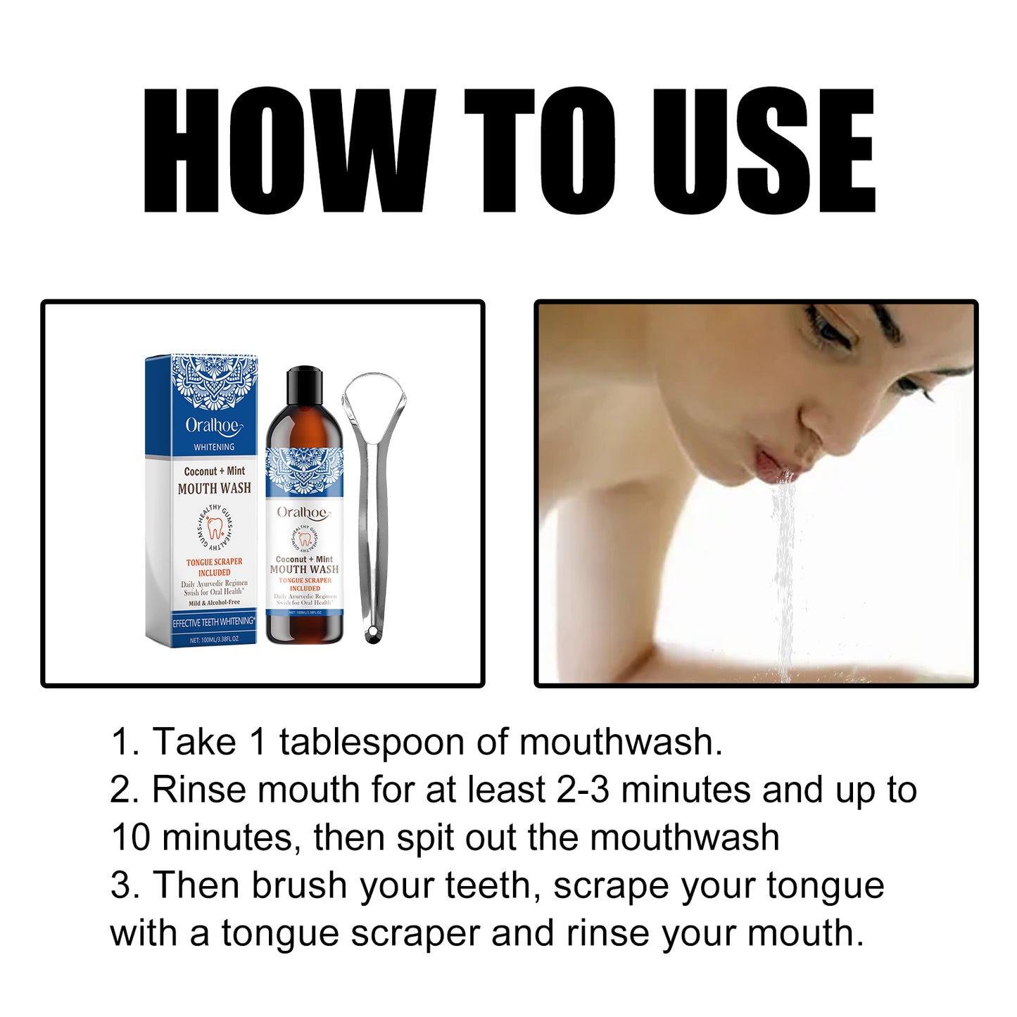 Oralhoe Teeth Rinse, Deep Clean Mouth Fresh, Deodorizing And Whitening Teeth Stain Removing Mouthwash