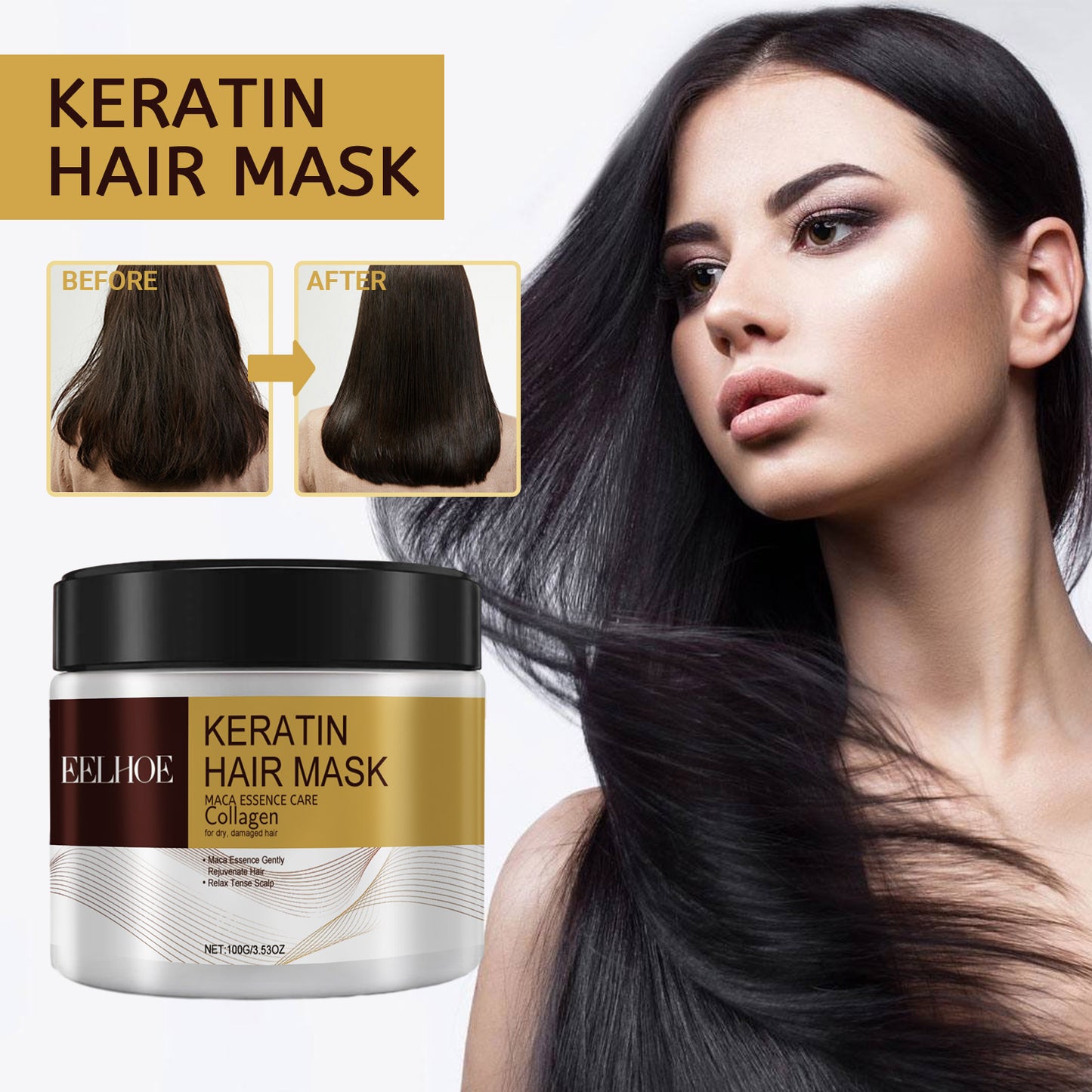 EELHOE Repair Moisturizing Hair Mask Deep Moisturizing Repair Damaged Hair Dry Split Knot Hair Mask