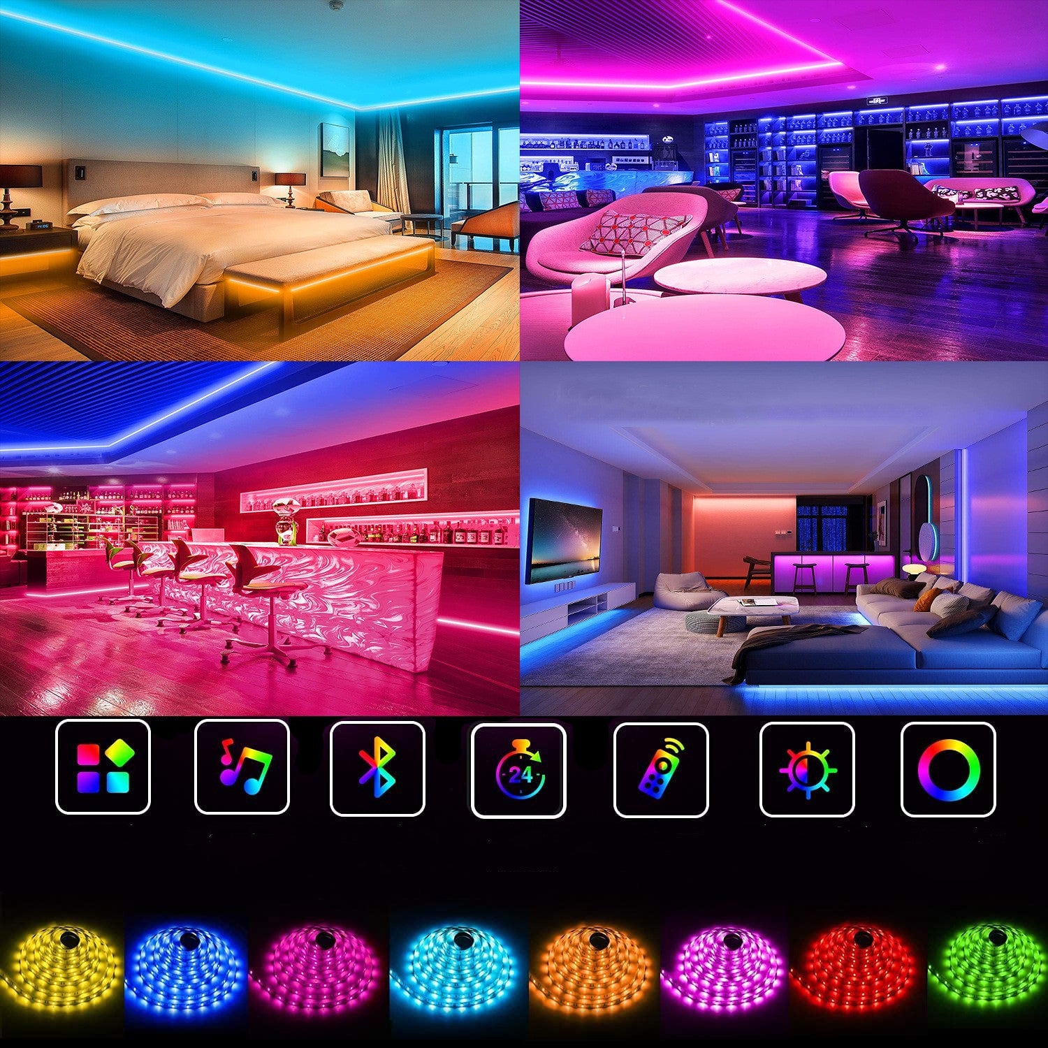 Music Light Belt Set With Seven Colored Light Strips Intelligent - Trotters Independent Traders