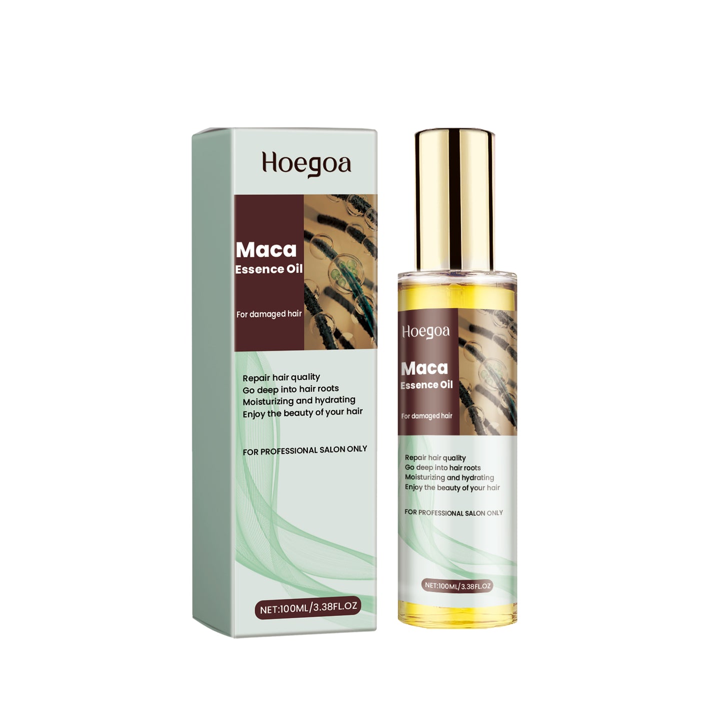 Hoegoa Maca Essence Oil, Moisturize Dry Hair Tail Dry Fragrance Strong And Smooth Hair Care