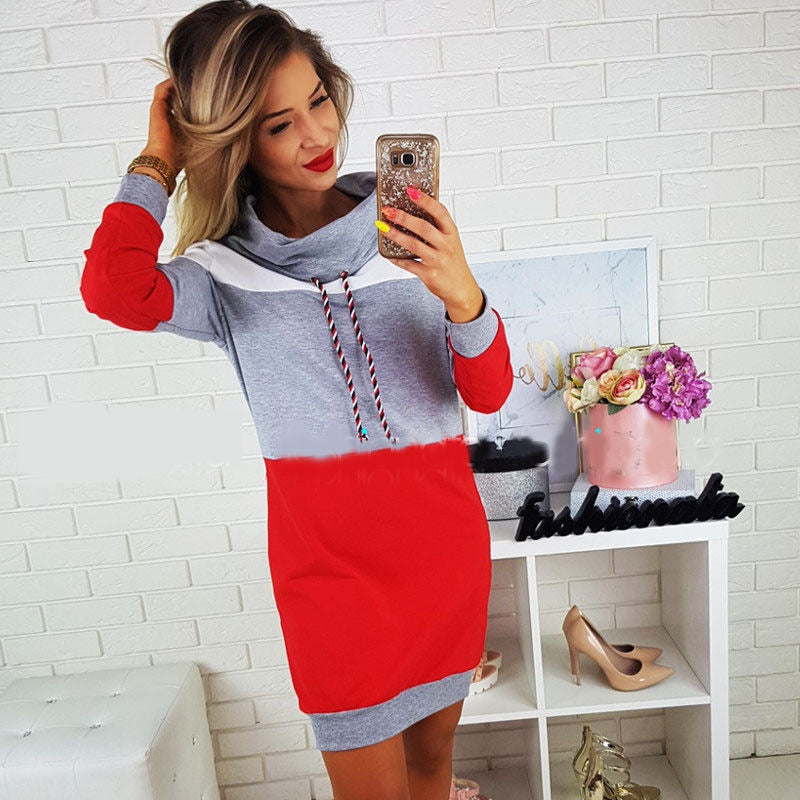 Spring Autumn Dress Turtleneck Long Sleeve Tracksuit Women 