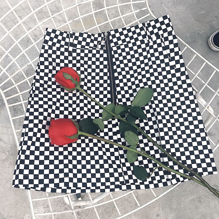 High Waist Skirt Summer Sexy Mini Checkered Print Skirt