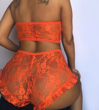 Orange lingerie set, sheer lingerie, sexywomen uncensored lingerie - Trotters Independent Traders