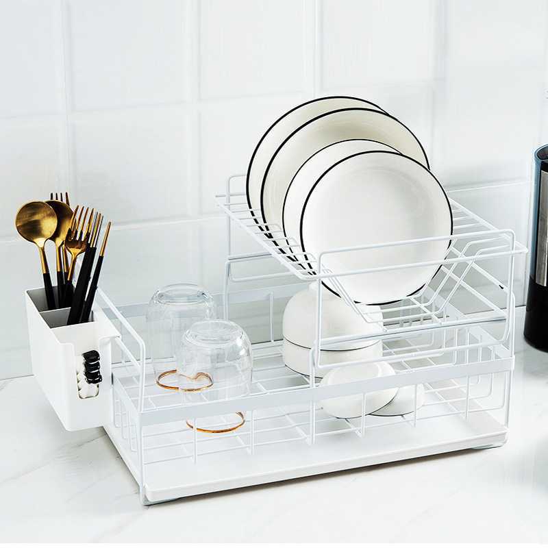 wholesale sink draining double tier metal wire kitchen dish storage rack for kitchen - Trotters Independent Traders