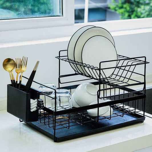 wholesale sink draining double tier metal wire kitchen dish storage rack for kitchen - Trotters Independent Traders