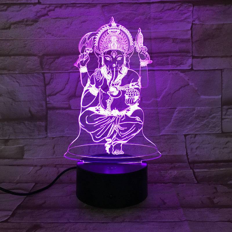 3D Night Light Indian Mythology Elephant Head God Table Lamp - Trotters Independent Traders