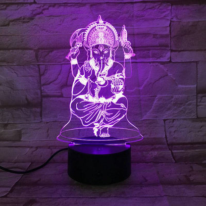 3D Night Light Indian Mythology Elephant Head God Table Lamp - Trotters Independent Traders