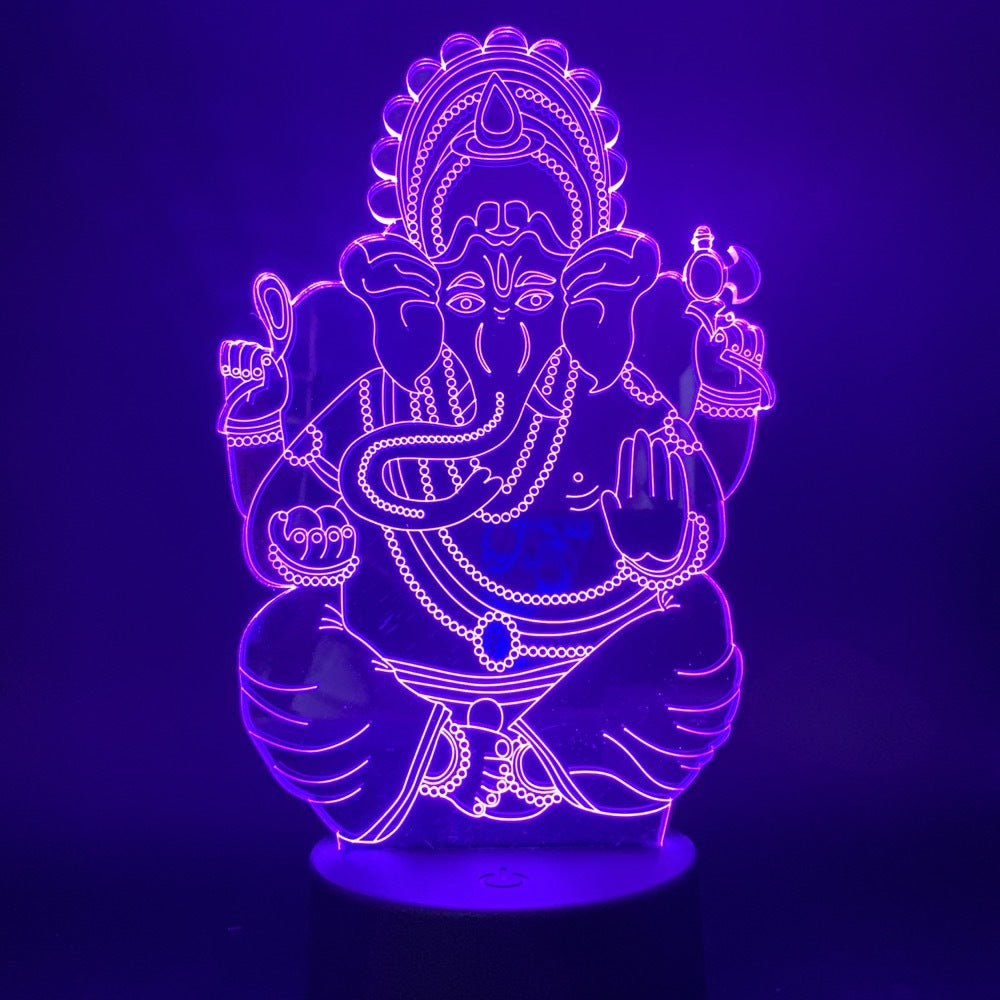 3D Night Light Indian Mythology Elephant Head God Table Lamp - Trotters Independent Traders