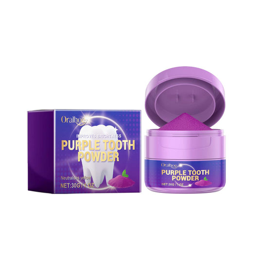 Oralhoe Purple Tooth Powder, Bad Breath Care Fresh breath Clean Teeth Whitening Beauty powder