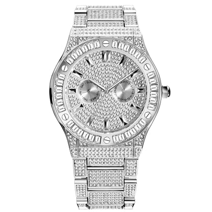 Hip Hop Style Diamond High-end Waterproof Men's Quartz Watch - Trotters Independent Traders