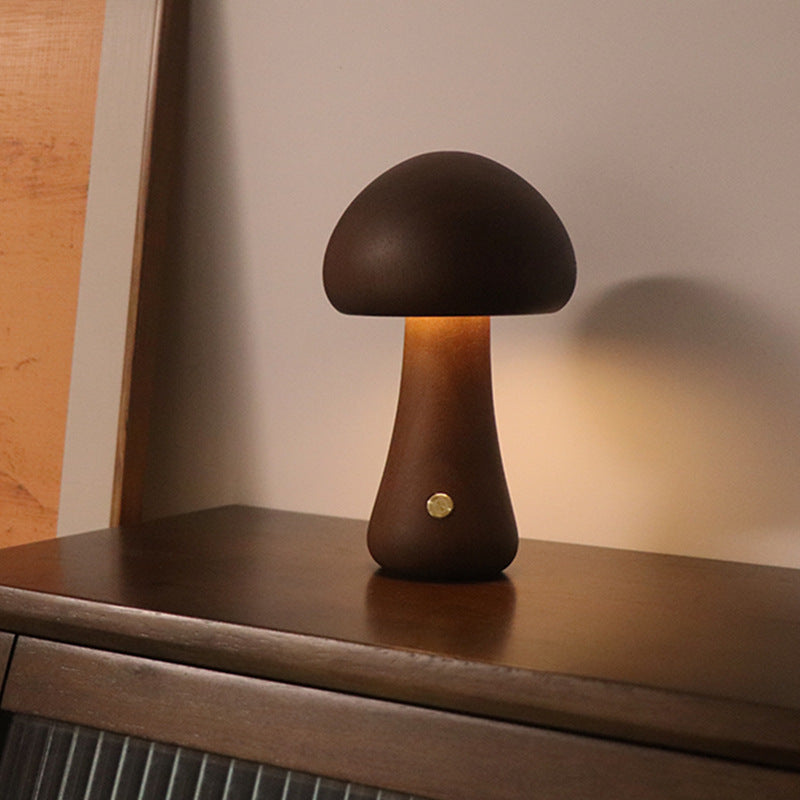 INS Wooden Cute Mushroom LED Night Light With Touch Switch Bedside Table Lamp For Bedroom Childrens Room Sleeping Night Lamps Home Decor - Trotters Independent Traders