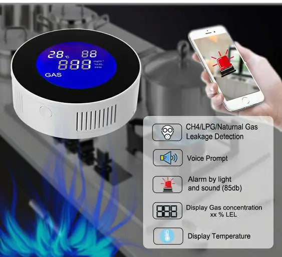 Wi-Fi Smart Gas Detector Digital LCD Temperature