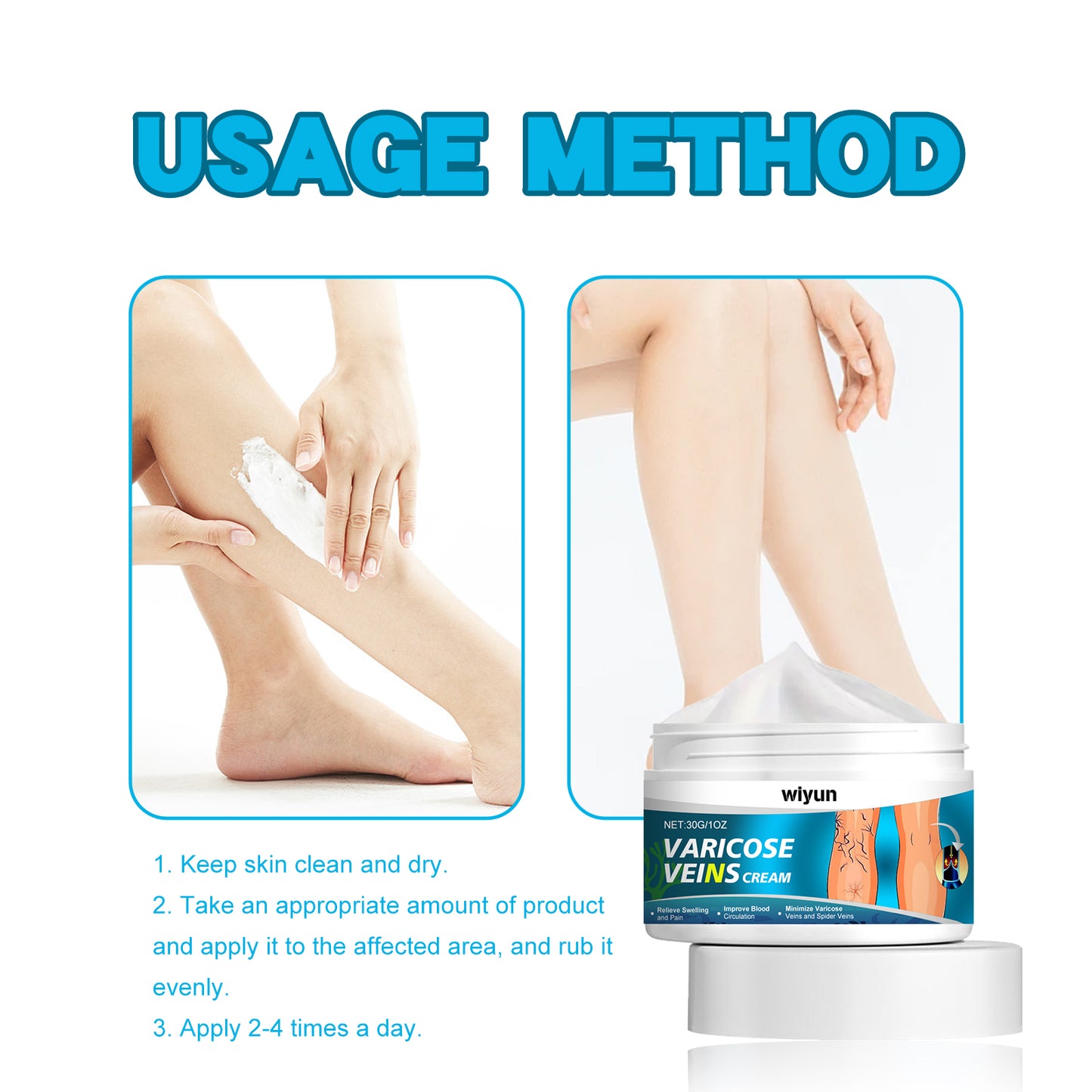 Wiyun Varicose Veins Cream, Muscle Soreness And Swelling Relief Discomfort Smoothing Blood Vessel Massage Cream