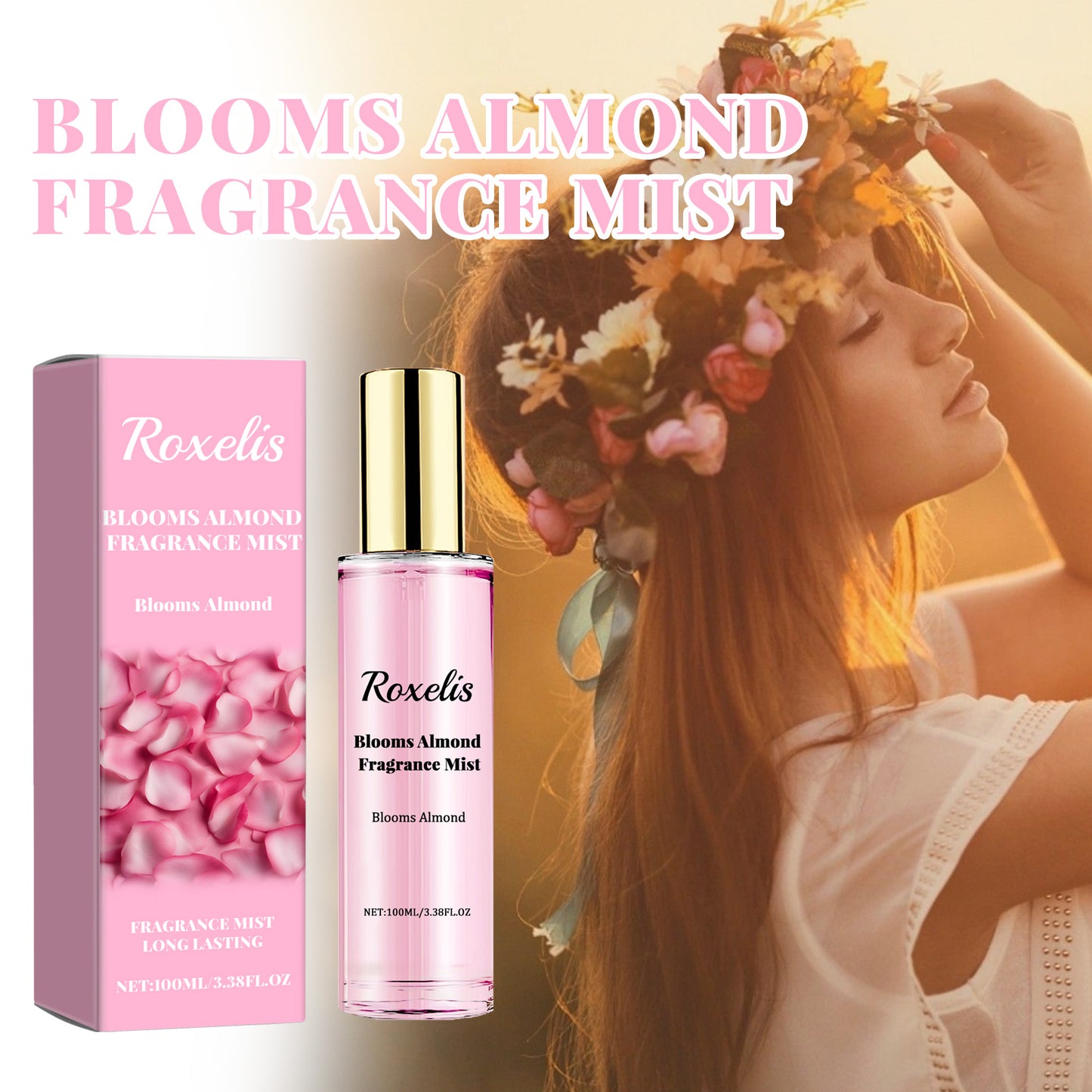 Roxelis Blooms Almond Fragrance Mist, Lasting Fragrance Fresh And Natural Couples Date With Fragrance To Bring Atmosphere Encounter