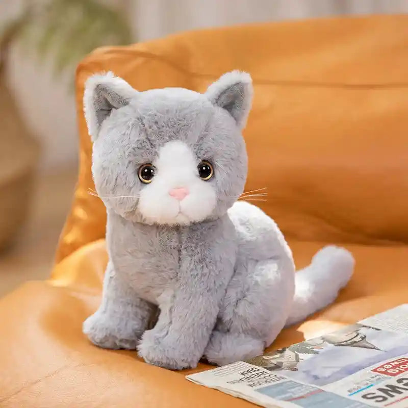 26cm Simulation Grey White Black Cat Toy Gift for Kids