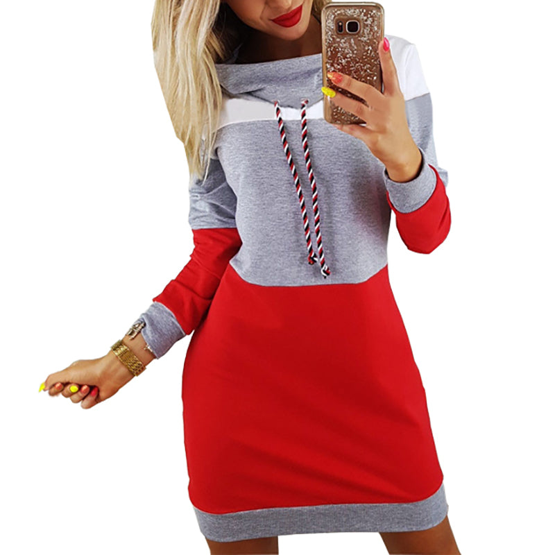 Spring Autumn Dress Turtleneck Long Sleeve Tracksuit Women 