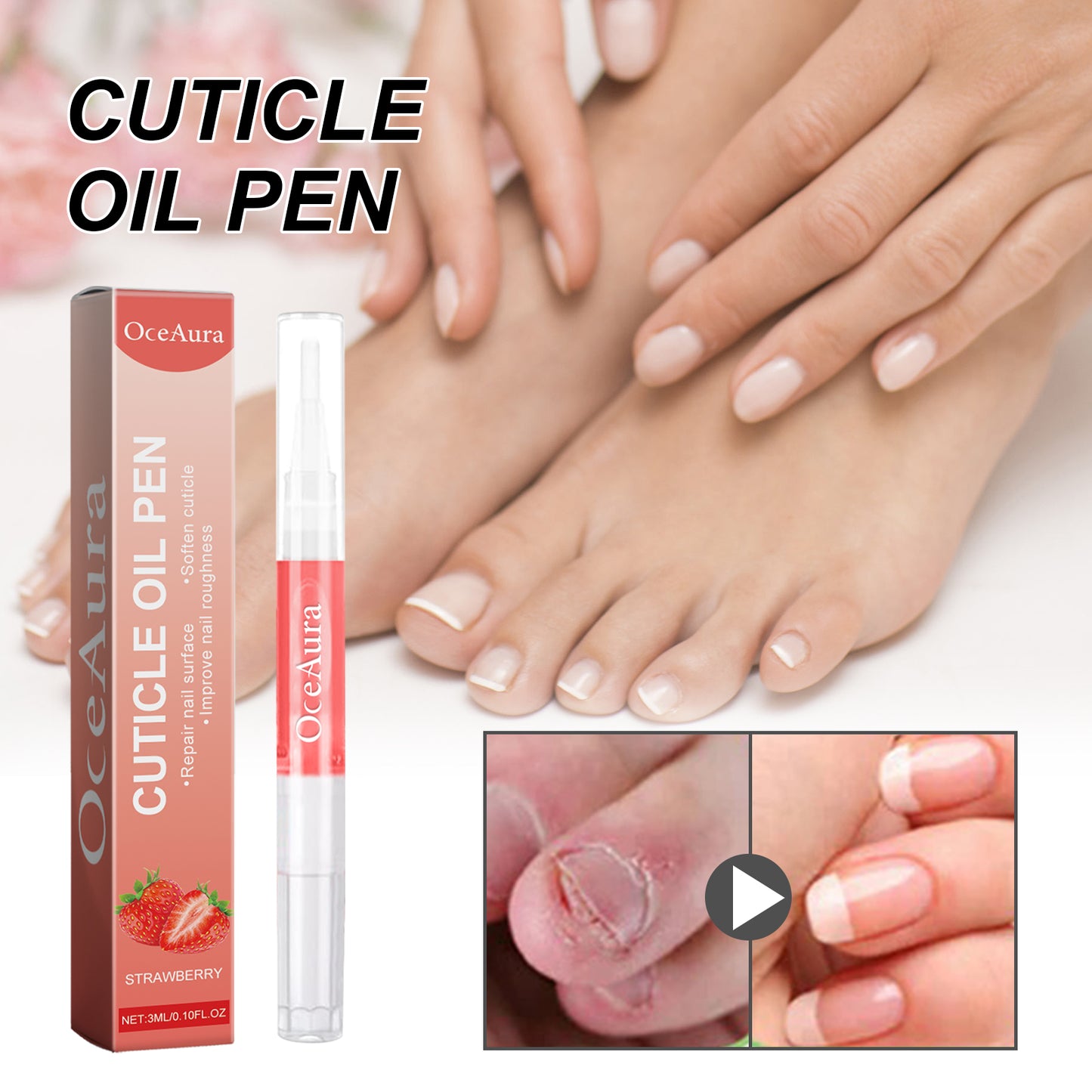 OceAura Cuticle Oil Pen, Hand And Foot Nails Repair Thickening Care Oil Moisten Cleaning To Ashes