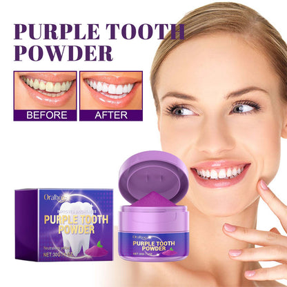 Oralhoe Purple Tooth Powder, Bad Breath Care Fresh breath Clean Teeth Whitening Beauty powder