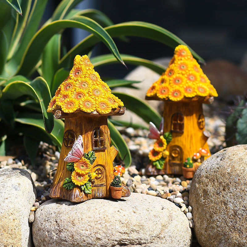 Resin Solar Lamp Decoration Tree House Lamp Outdoor Garden Lawn - Trotters Independent Traders