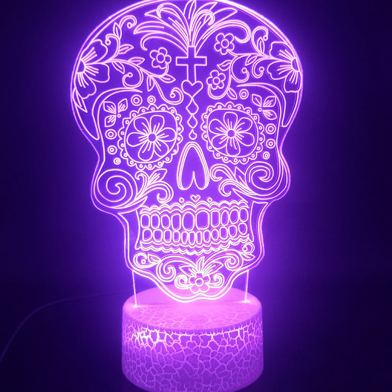 Flower skull 3D night light - Trotters Independent Traders