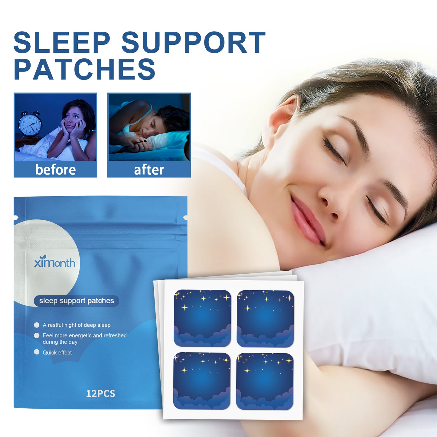 Ximonth Sleeping Patch, Care For Sleep Relax Body And Mind Physical Fatigue Fatigue Relieve Stress Peace Of Mind Sleep