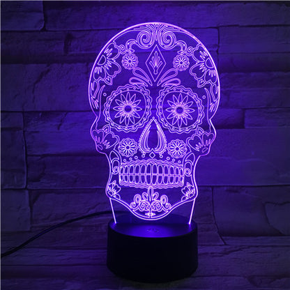 Flower skull 3D night light - Trotters Independent Traders