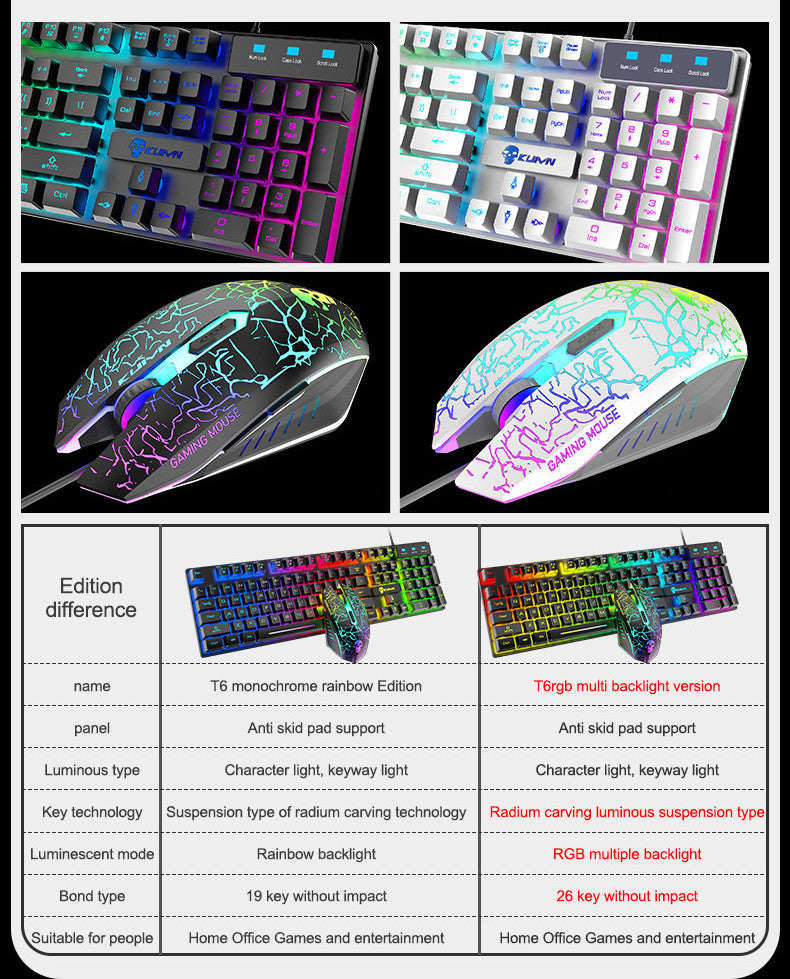 Kuiying T6RGB Luminous Keyboard And Mouse Set - Trotters Independent Traders