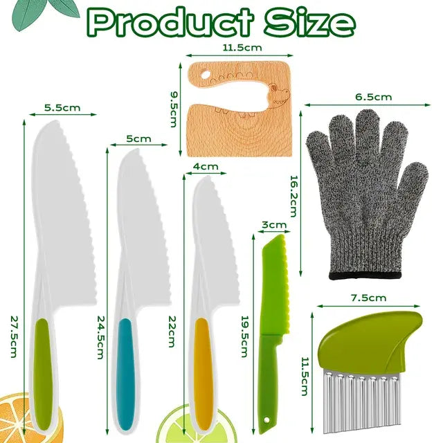 Cooking Cutter Set Wooden and Plastic Knives Kids Set