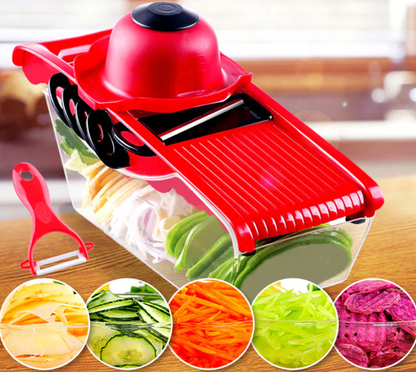 Mandoline Slicer - Vegetable Slicer 5 in 1 Multi-function Food Slicer Grater Chopper Fruit and Cheese Cutter with 5 Interchangeable Blades and Safety Food Holder - Trotters Independent Traders