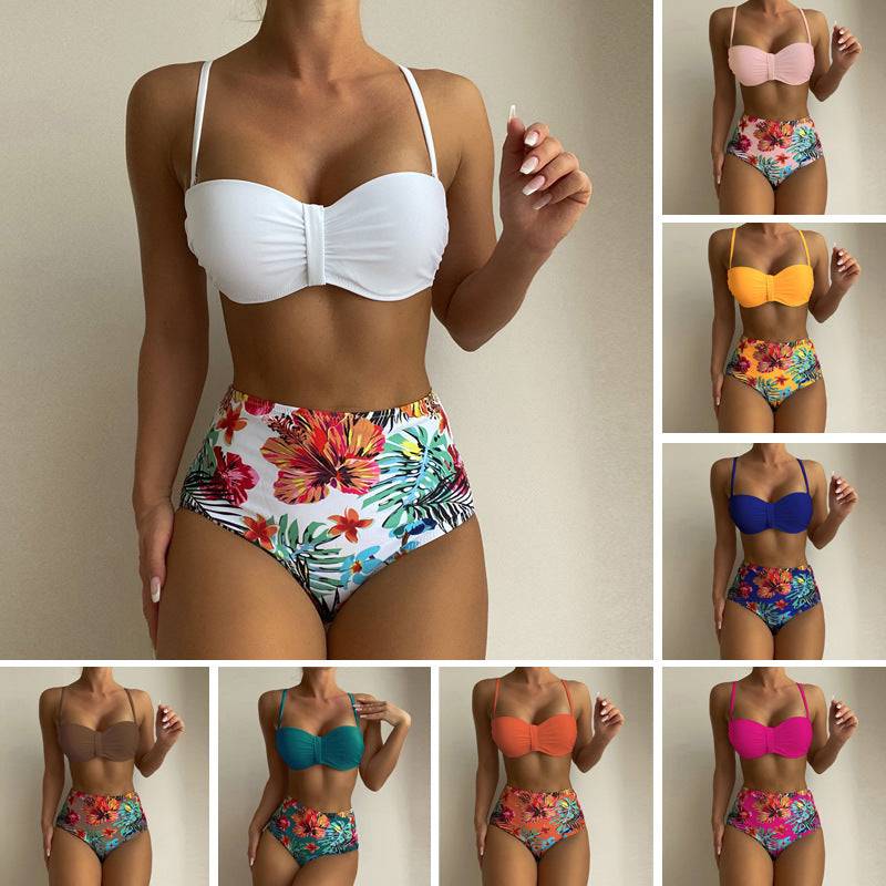 Floral Printed Bikinis Set Lady Spaghetti Strap Swimsuit