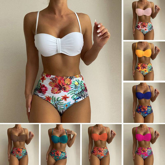 Floral Printed Bikinis Set Lady Spaghetti Strap Swimsuit