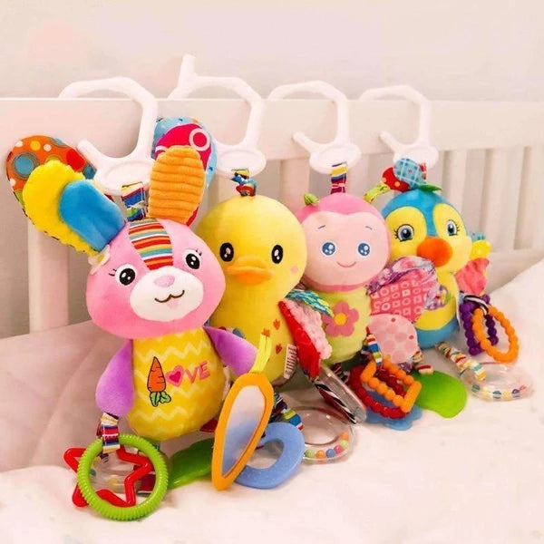 Plush Stuffed Animal Baby Bed Mobile Toy Bunny Rattle Infant Bed Hanging Toy - Trotters Independent Traders