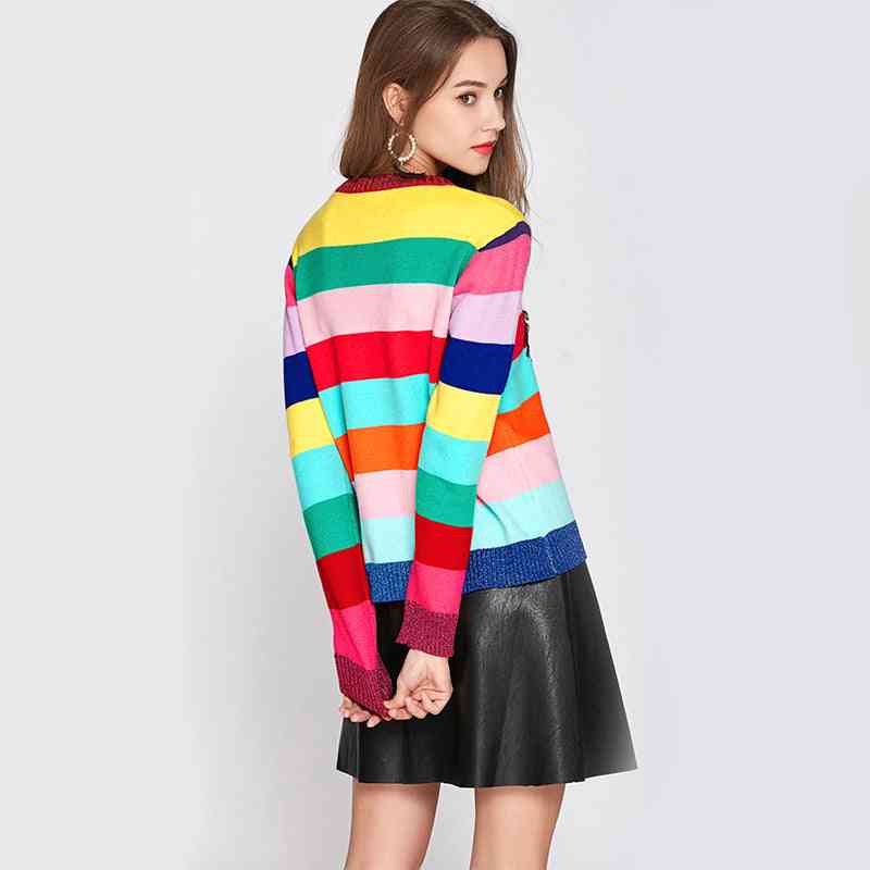 Sequined Cute Rainbow Bar Sweater - Trotters Independent Traders