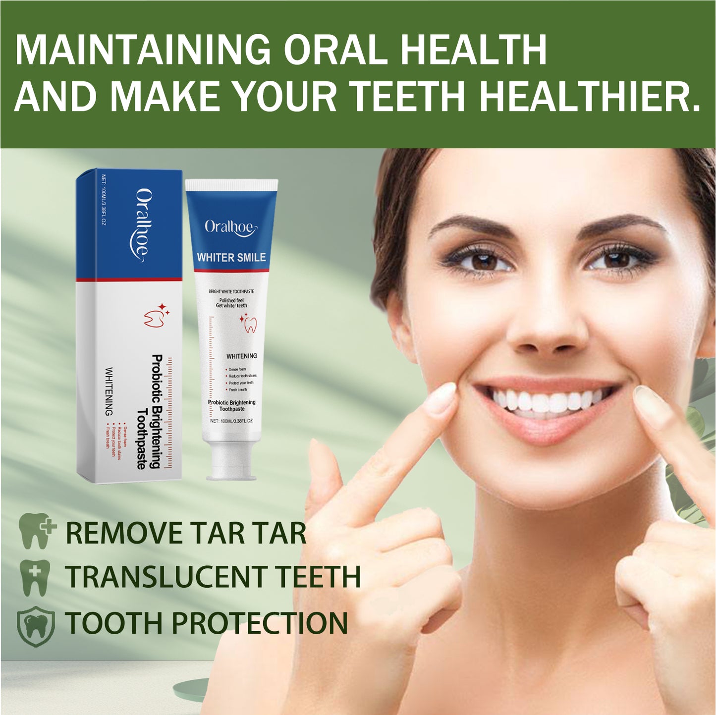 Oralhoe Enzyme Brightening And Balancing Toothpaste, Deep Clean Teeth Yellow Stains Repair Teeth Whitening Fresh Breath