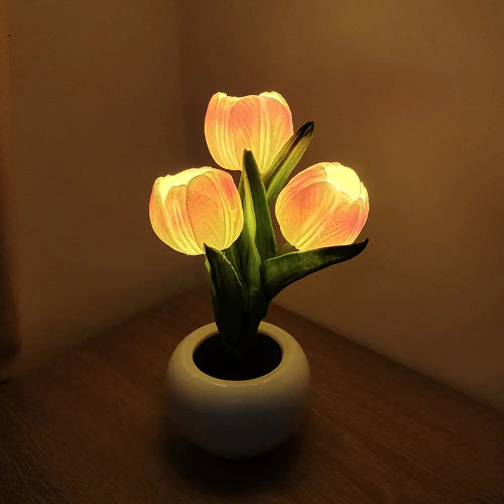 Simulation Tulip Flower Pot Lamp Indoor Decorative Table Lamp