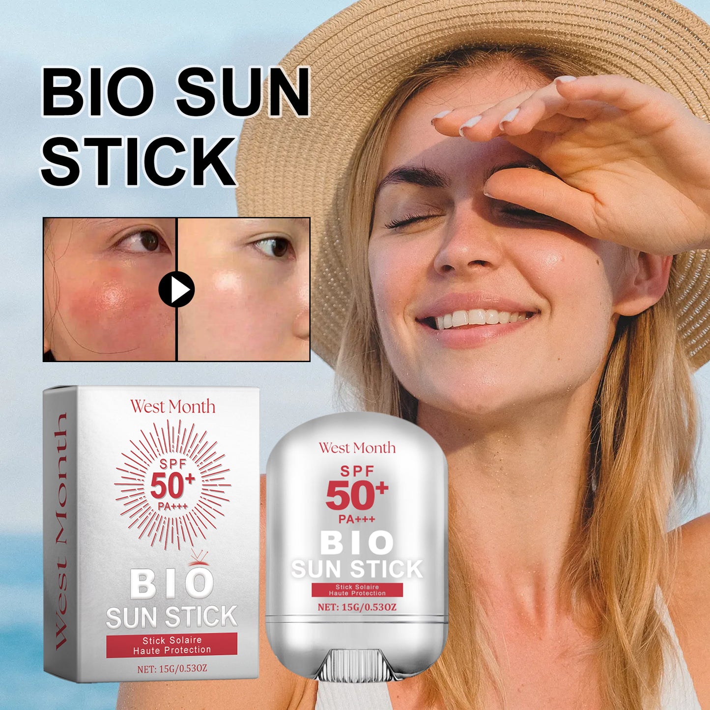 West&Month Protective Stick, Isolation And Moisturizing Outdoor Uv Protection Refreshing And Non-Sticky Protective Stick