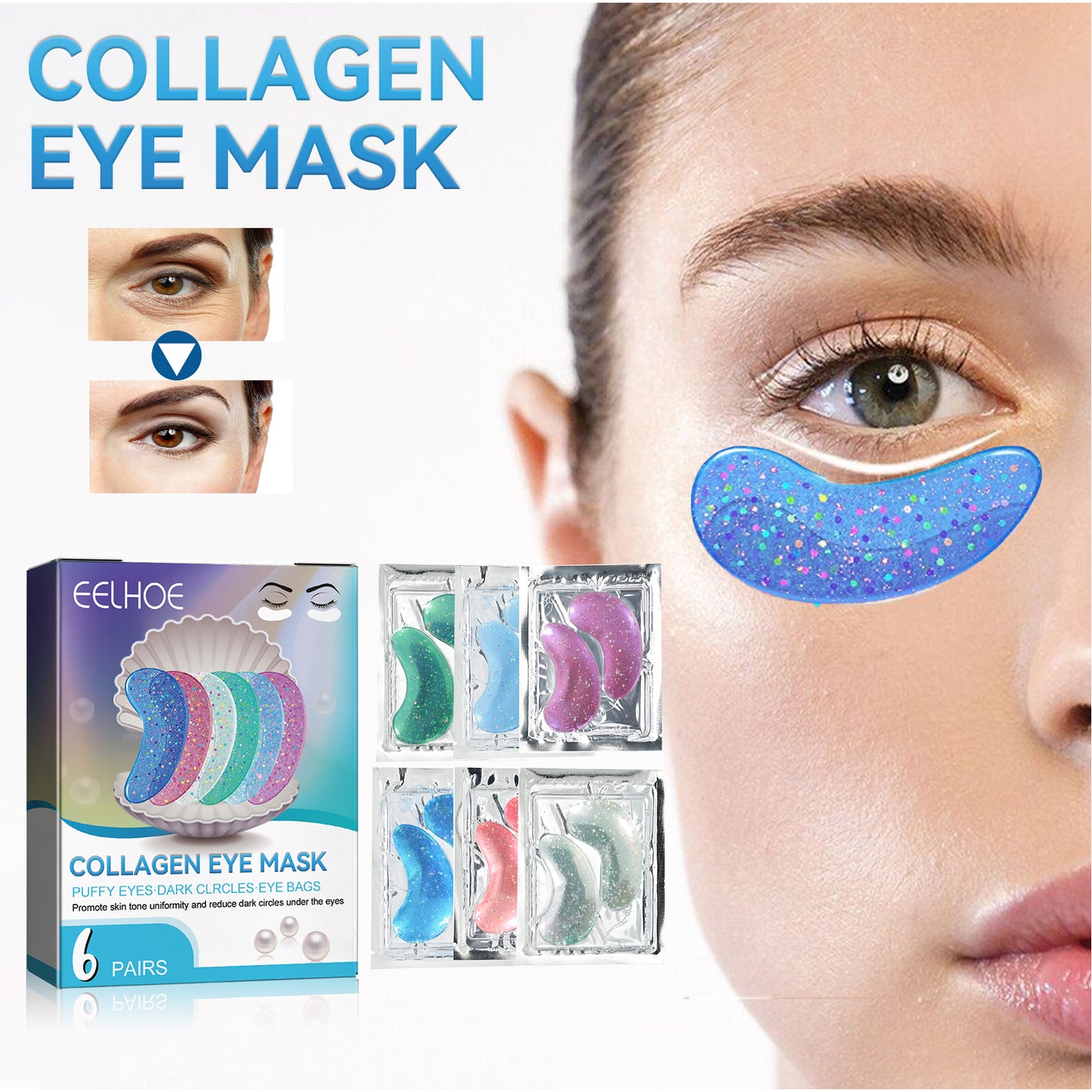 Eelhoe  Collagen Eye Mask Removes Fine Lines And Dark Circles Hydrating And Firming Lift Crystal Eye Mask