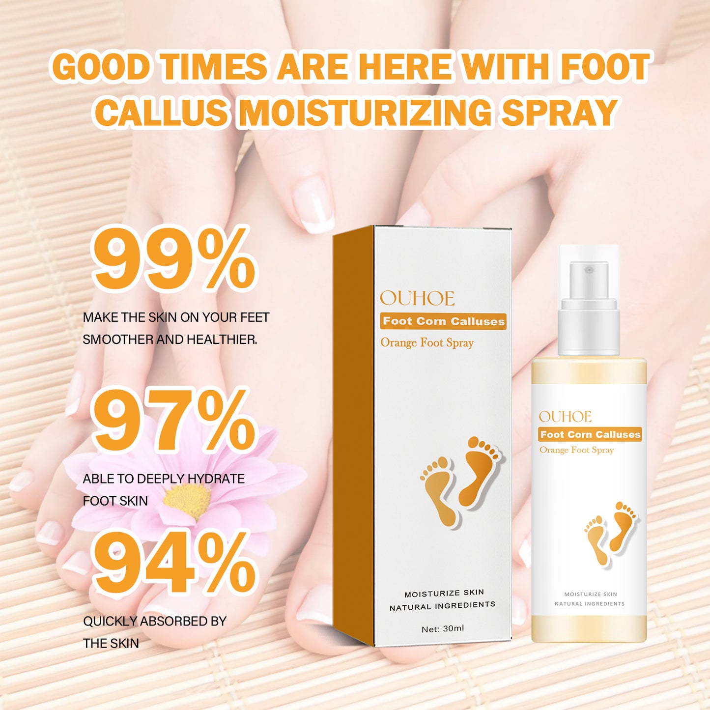 OUHOE Foot Calluses Moisturizing Spray, Repair Heel Calluses, Remove Dead Skin, Moisturize And Moisturize Foot Care