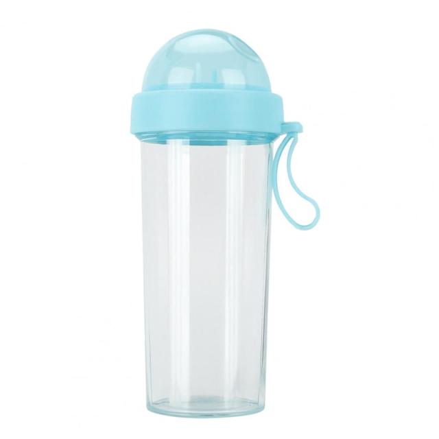 Portable Dual Straw Separate Drink Water Bottle Couples