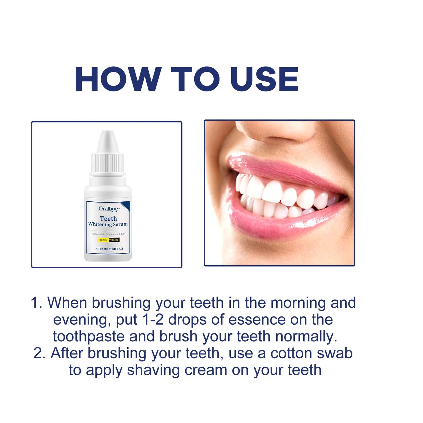 Oralhoe Teeth Whitening Serum, Remove Stains Yellow Dirt Deep Cleaning Whitening Essence