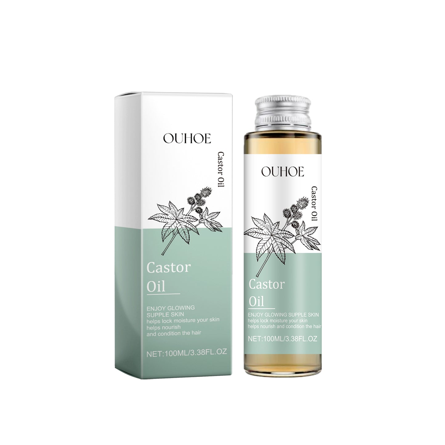 OUHOE Castor Oil, Multi-Effect Massage Oil For Skin Whitening And Smoothing Hair