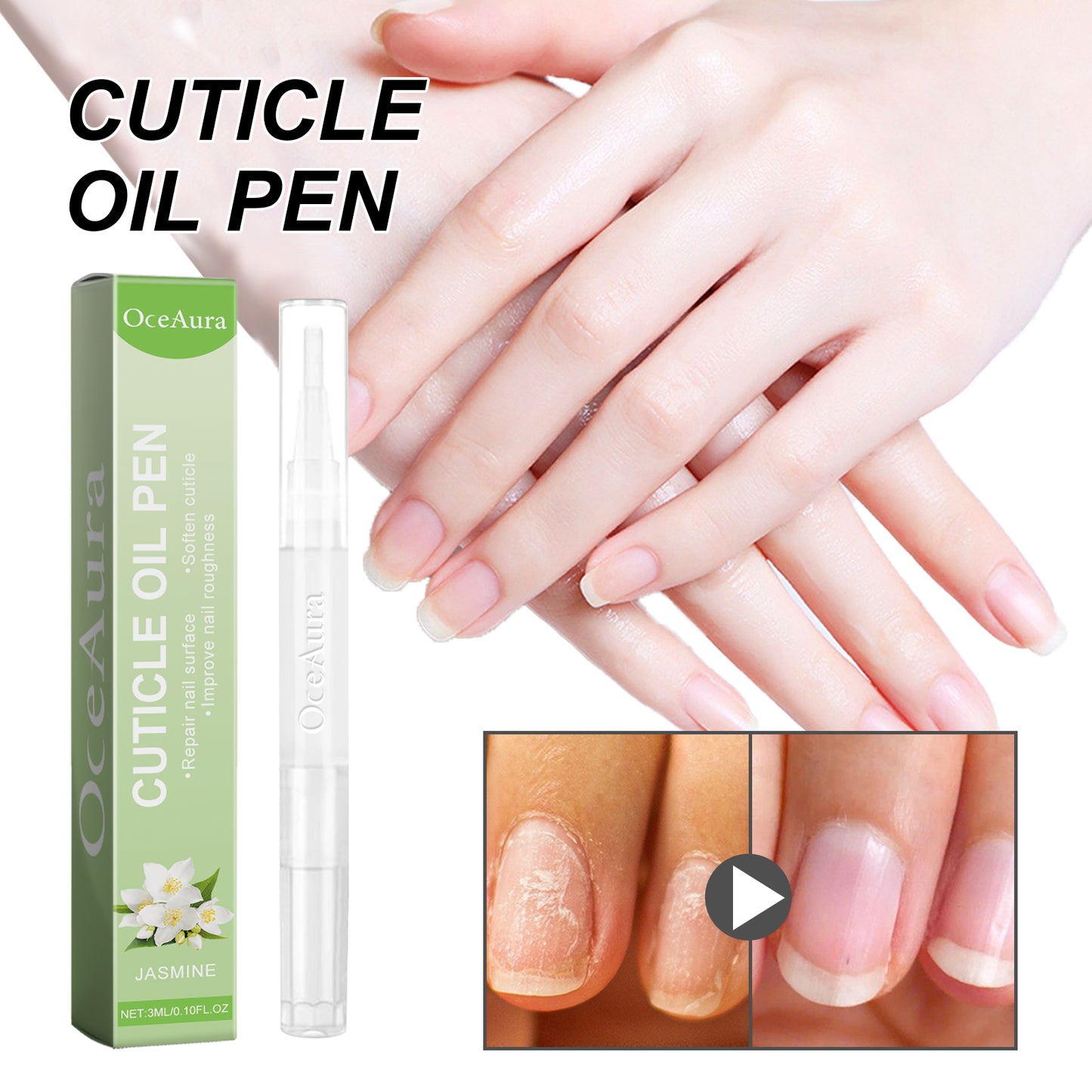 OceAura Cuticle Oil Pen, Grey Nail Repair Soft Nail Thickening Moisturizing Smooth And Bright Nail Care Oil