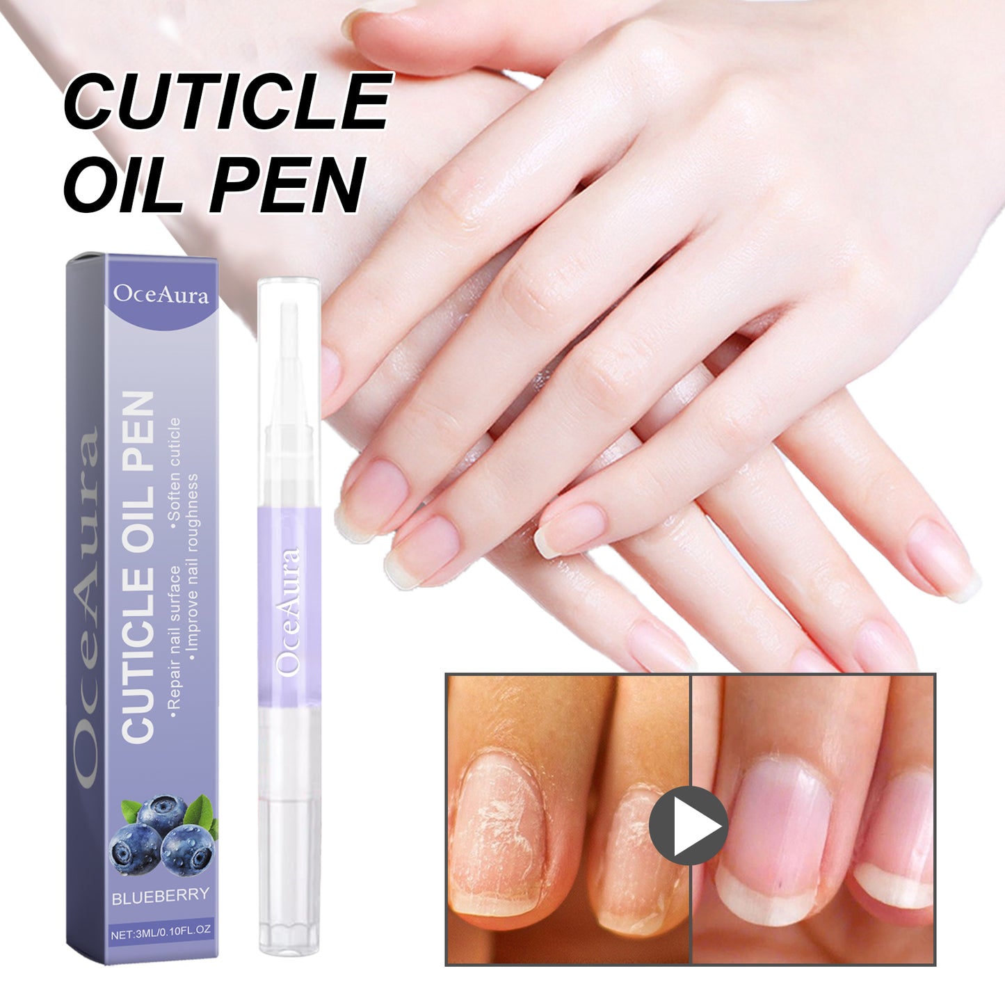 OceAura Cuticle Oil Pen, Repair Nails Rotten Nails Thickening Soft Nail Polish Care Oil