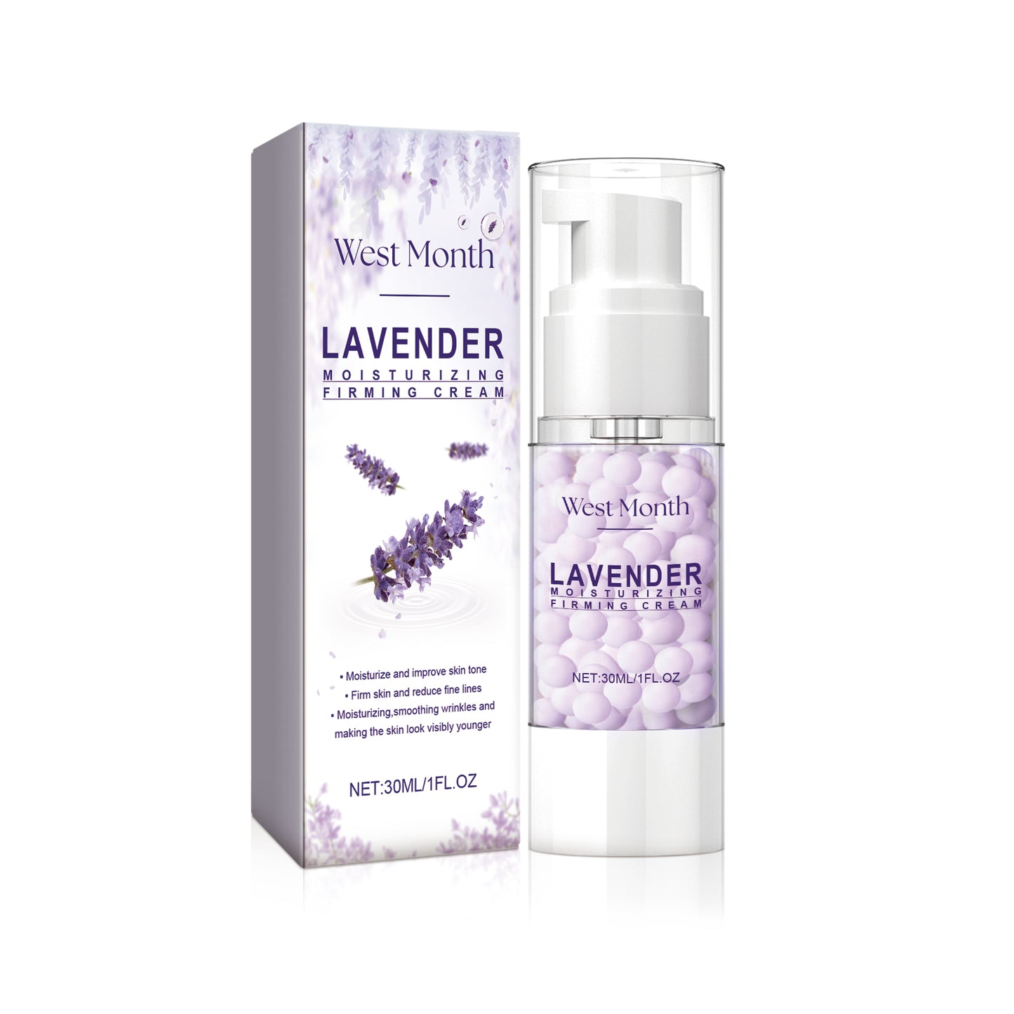 West&Month Lavender Moisturizing Firming Cream, Facial Repair Hydrating And Moisturizing Fine Line Reducing Essence Cream