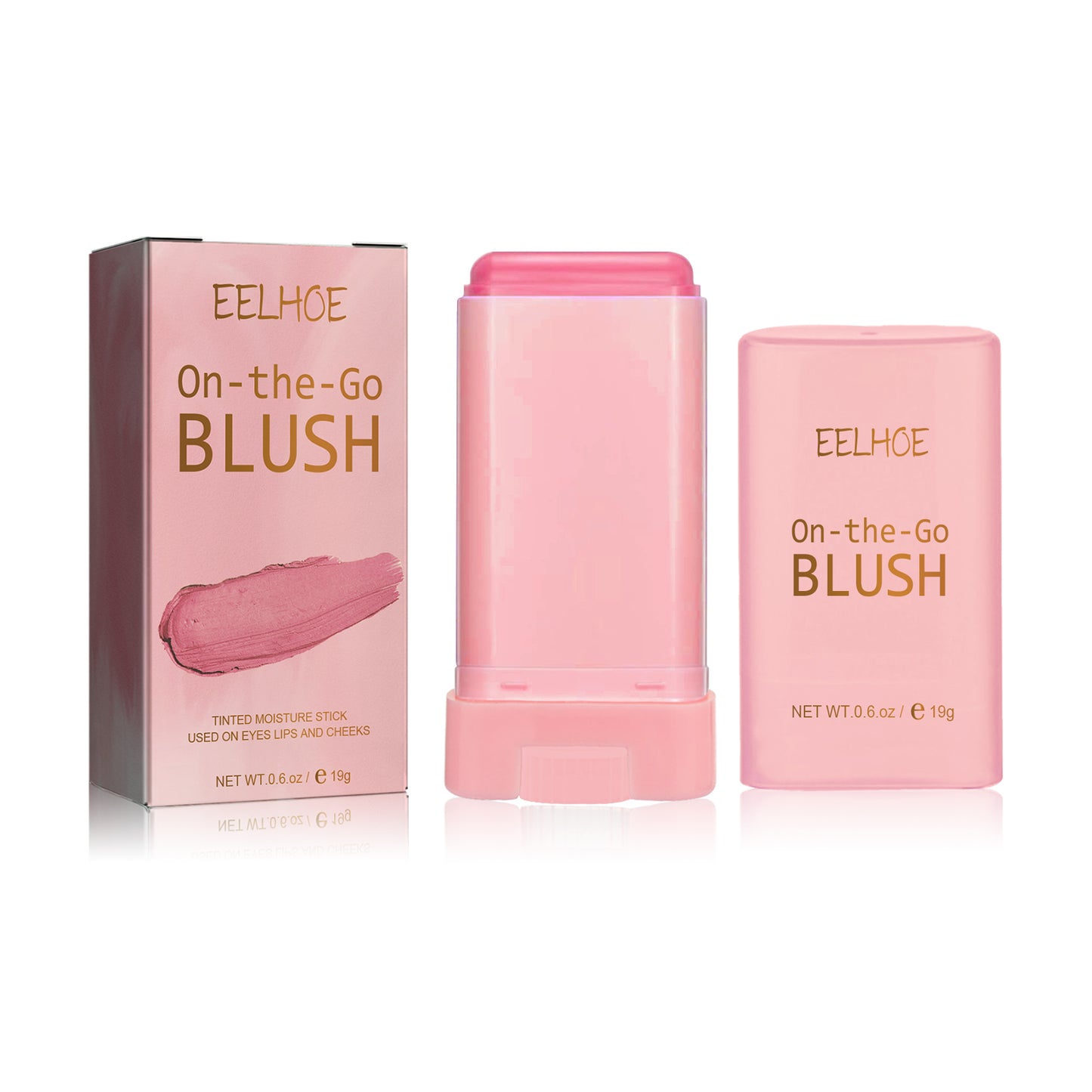 EELHOE Blush Stick, Brightening Primer Solid Contouring Natural Nude Makeup Waterproof Lightweight Multi-Functional Blush Stick